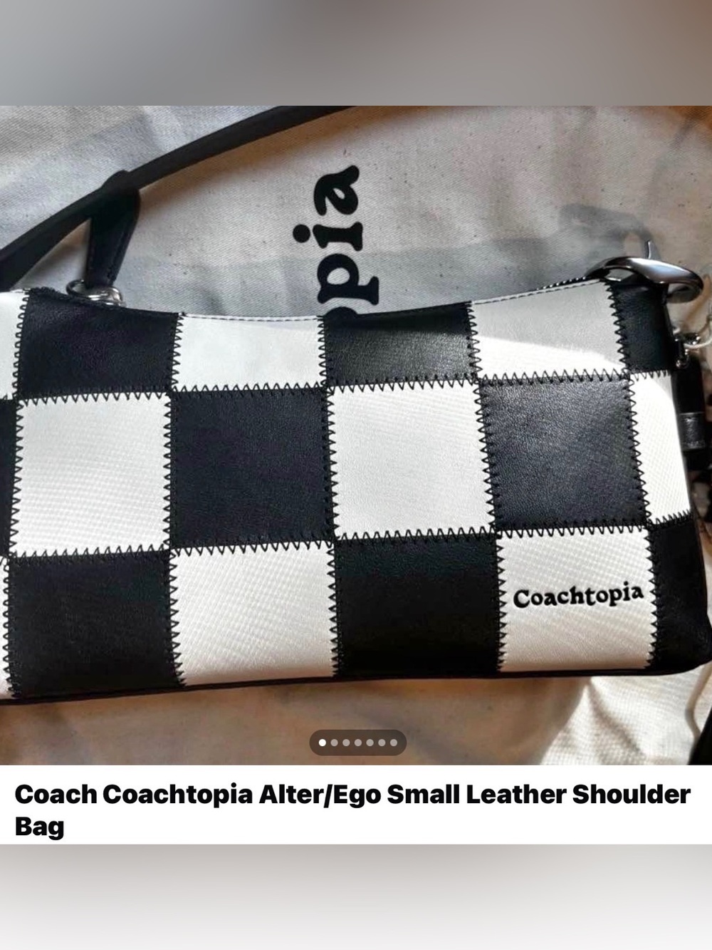 Coach Patchwork Checker Small Shoulder Bag in Black & White